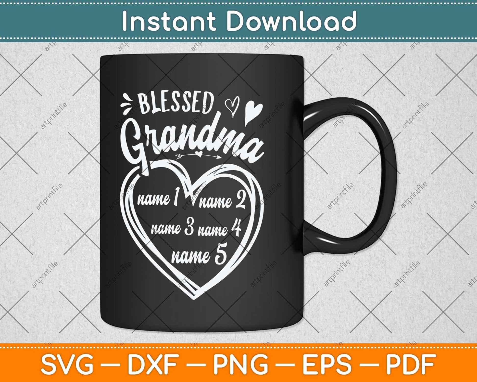 Personalized Blessed Grandma Grandkids Svg Png Dxf Digital Cutting File