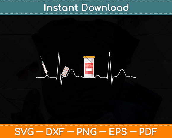 Pharmacist Heartbeat Pharmacist Technician Svg Png Dxf Digital Cutting File