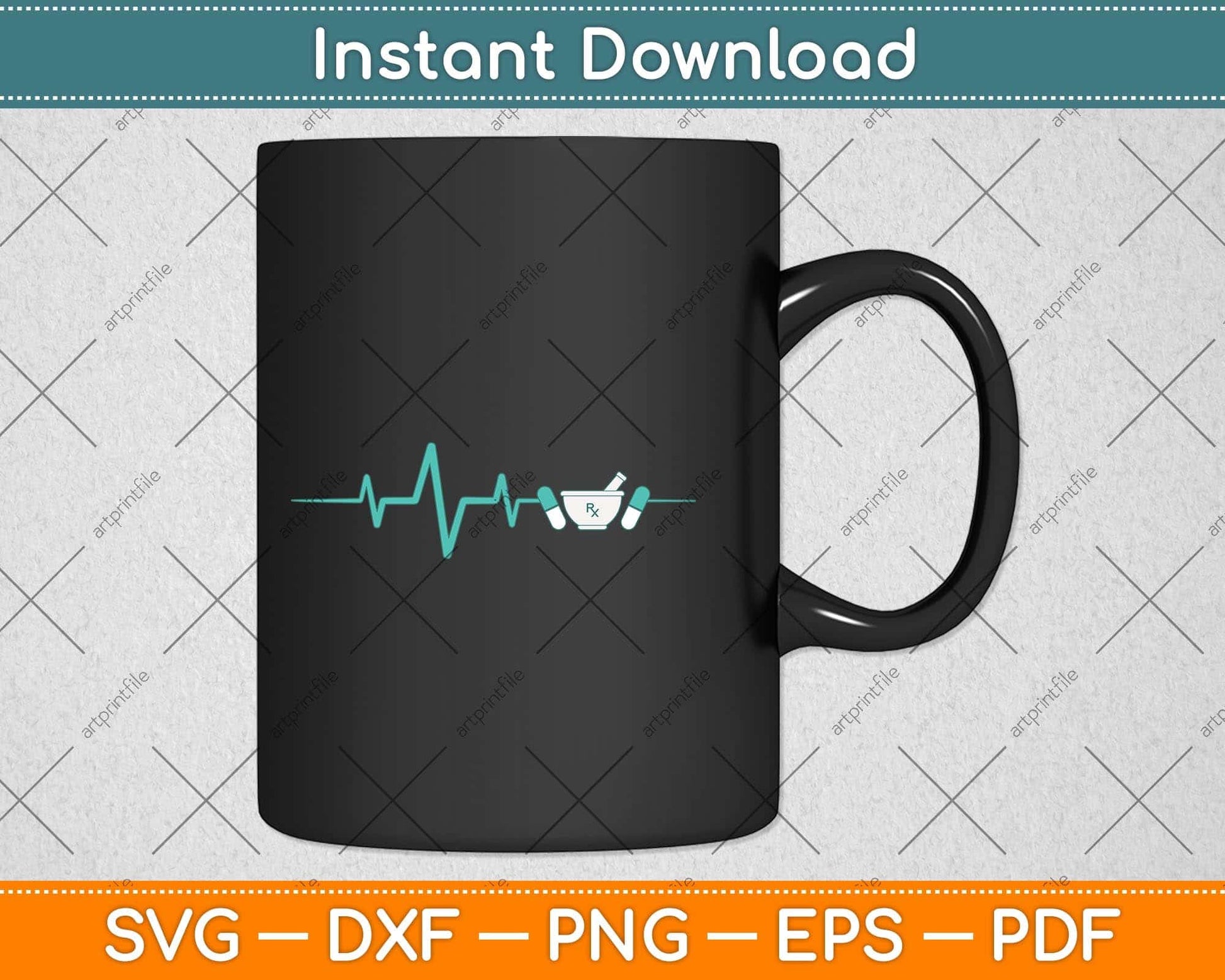 Pharmacist Pharm Tech Medicine Nurse Druggist Heartbeat Svg Png Dxf Cutting File