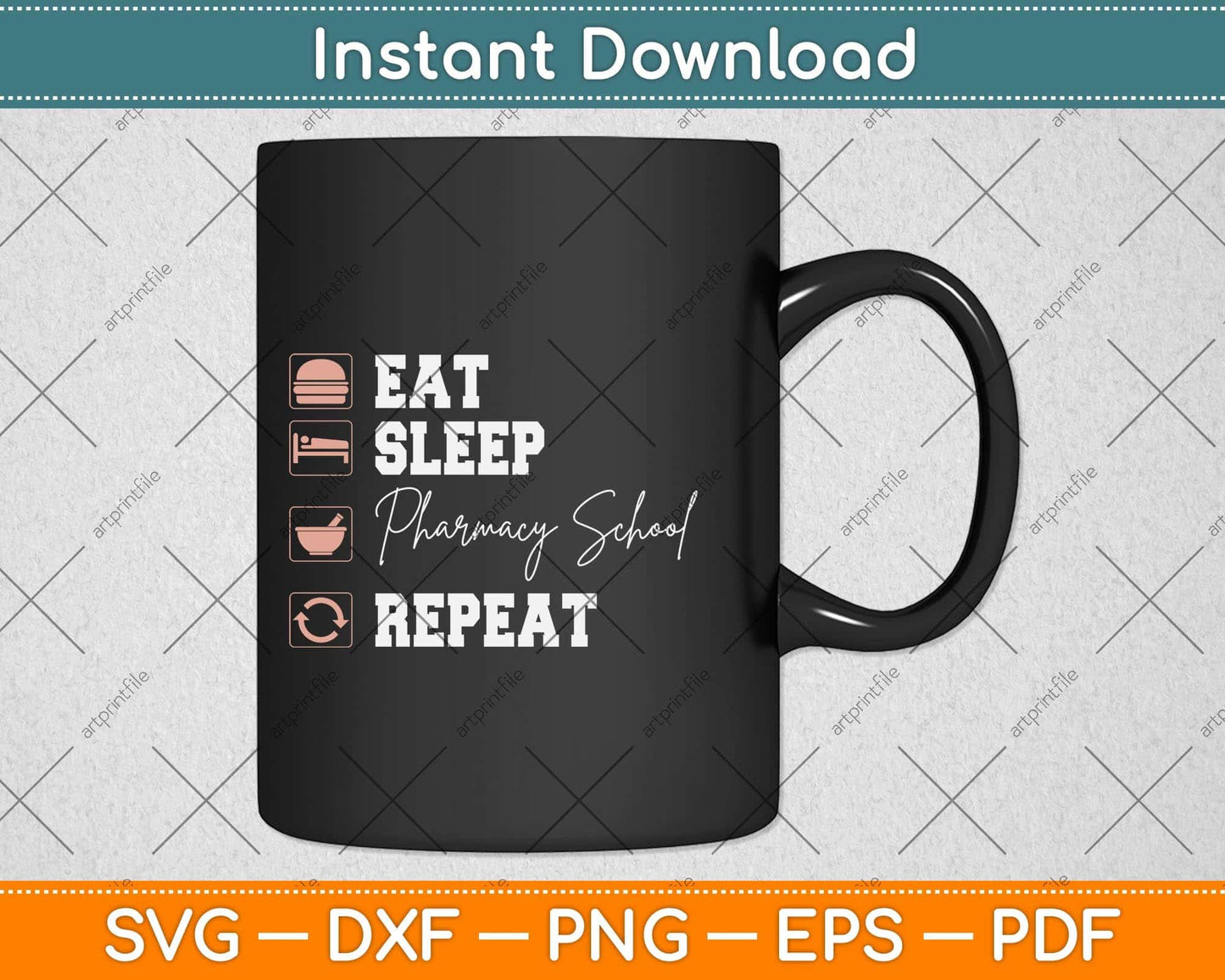 Pharmacy School Eat Sleep Repeat Future Pharmacist Svg Png Dxf Digital Cutting File