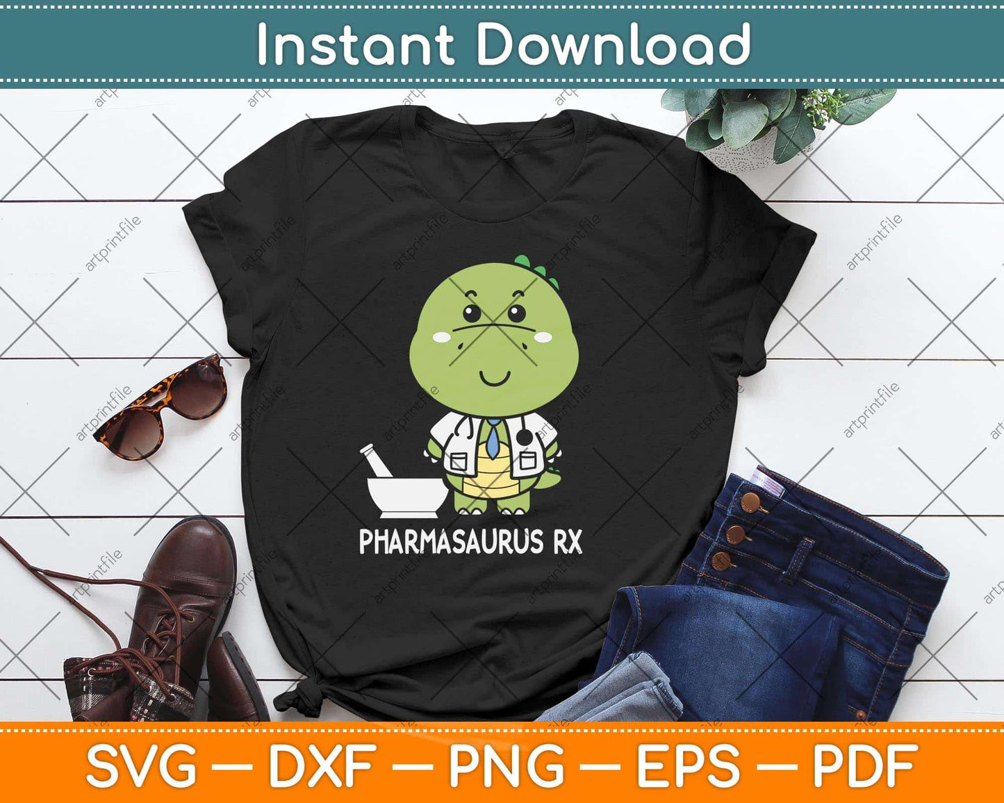 Pharmacy Technician Pharmacist Pharmasaurus Rx Svg Png Dxf Digital Cutting File