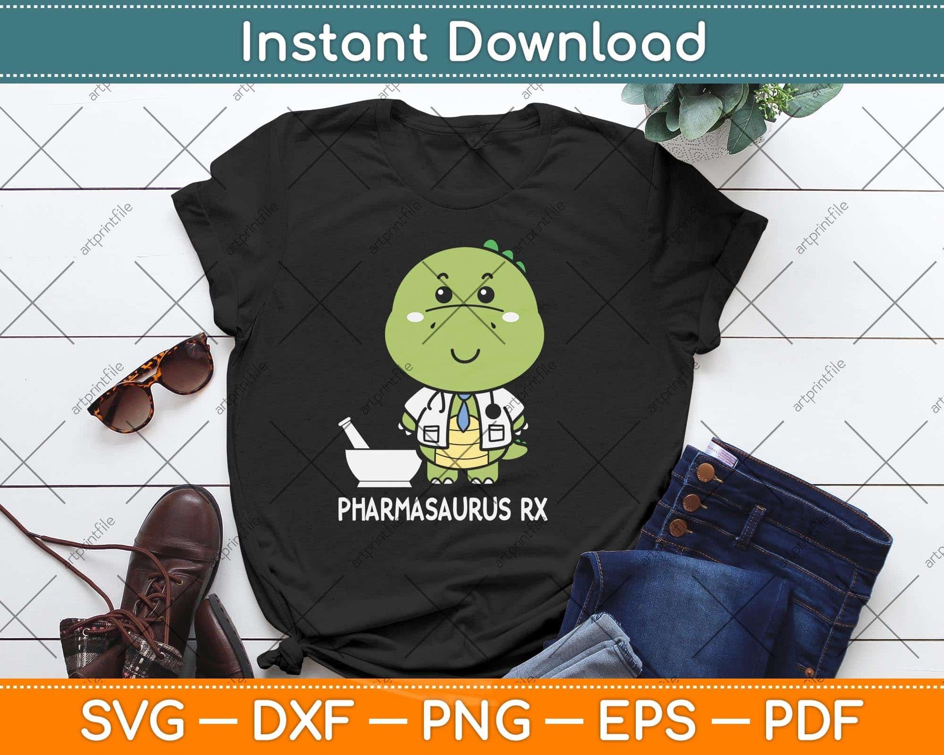 Pharmacy Technician Pharmacist Pharmasaurus Rx Svg Png Dxf Digital Cutting File