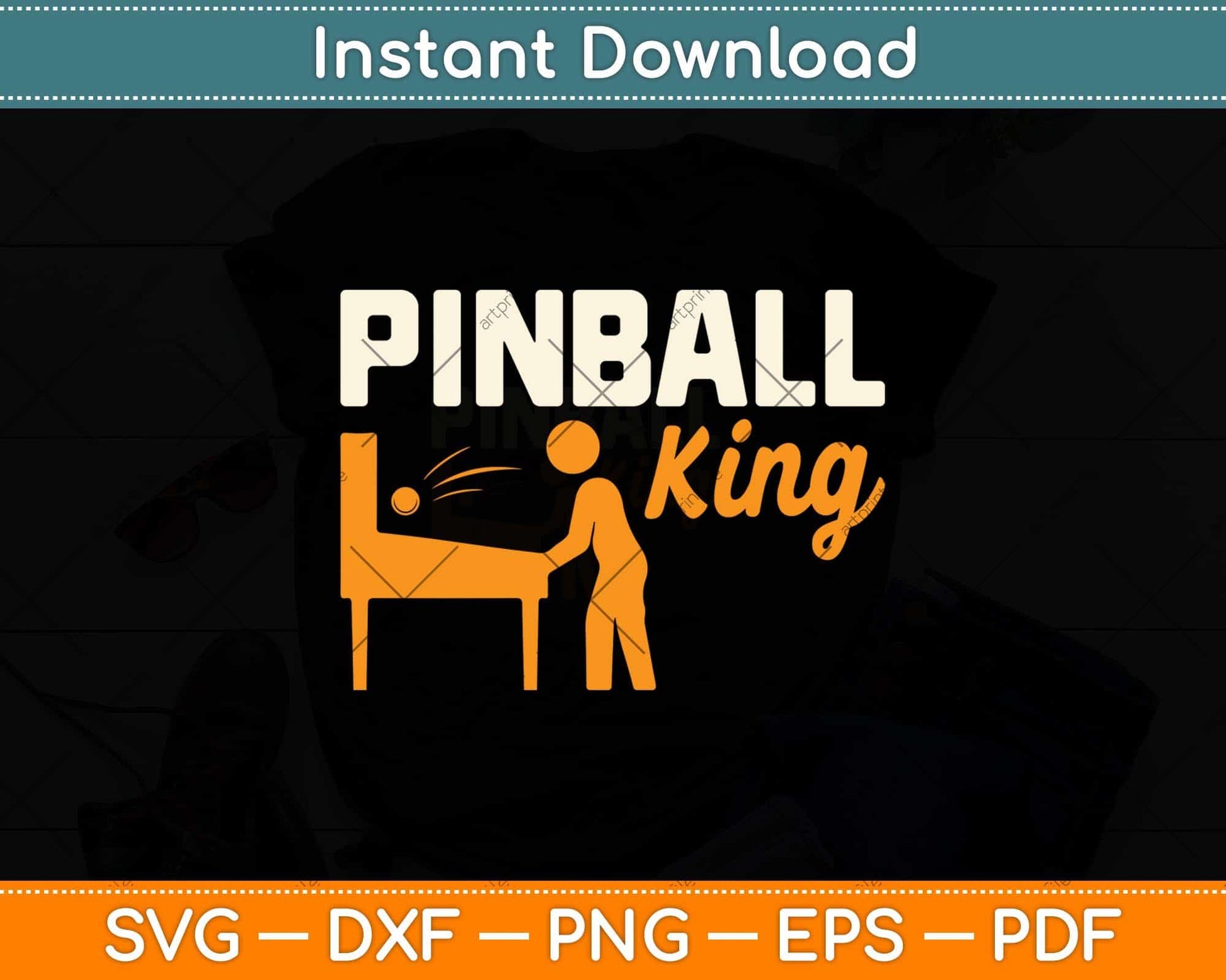 Pinball King Funny Machine Collecting Classic Pinball Svg Png Dxf Digital Cutting File