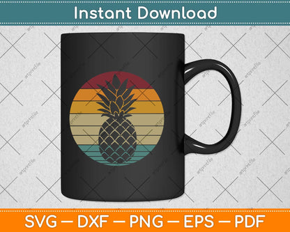 Pineapple Fruit Retro Style Vintage Gift 70s 80s Svg Png Dxf Digital Cutting File