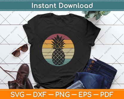Pineapple Fruit Retro Style Vintage Gift 70s 80s Svg Png Dxf Digital Cutting File
