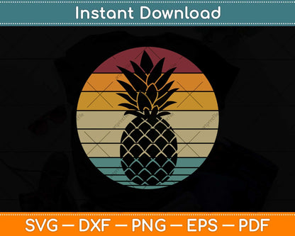 Pineapple Fruit Retro Style Vintage Gift 70s 80s Svg Png Dxf Digital Cutting File