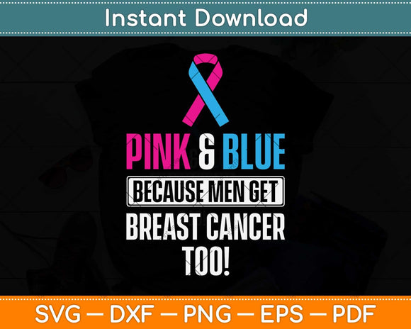 Pink And Blue Men Breast Cancer Awareness Svg Png Dxf Digital Cutting File