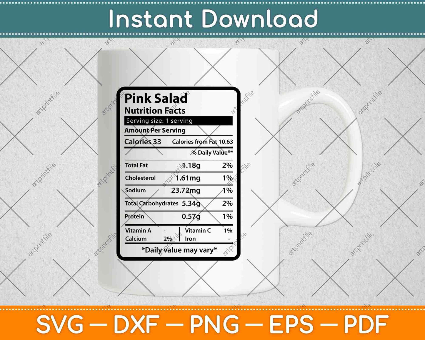 Pink Salad Nutrition Facts Svg Png Dxf Digital Cutting File