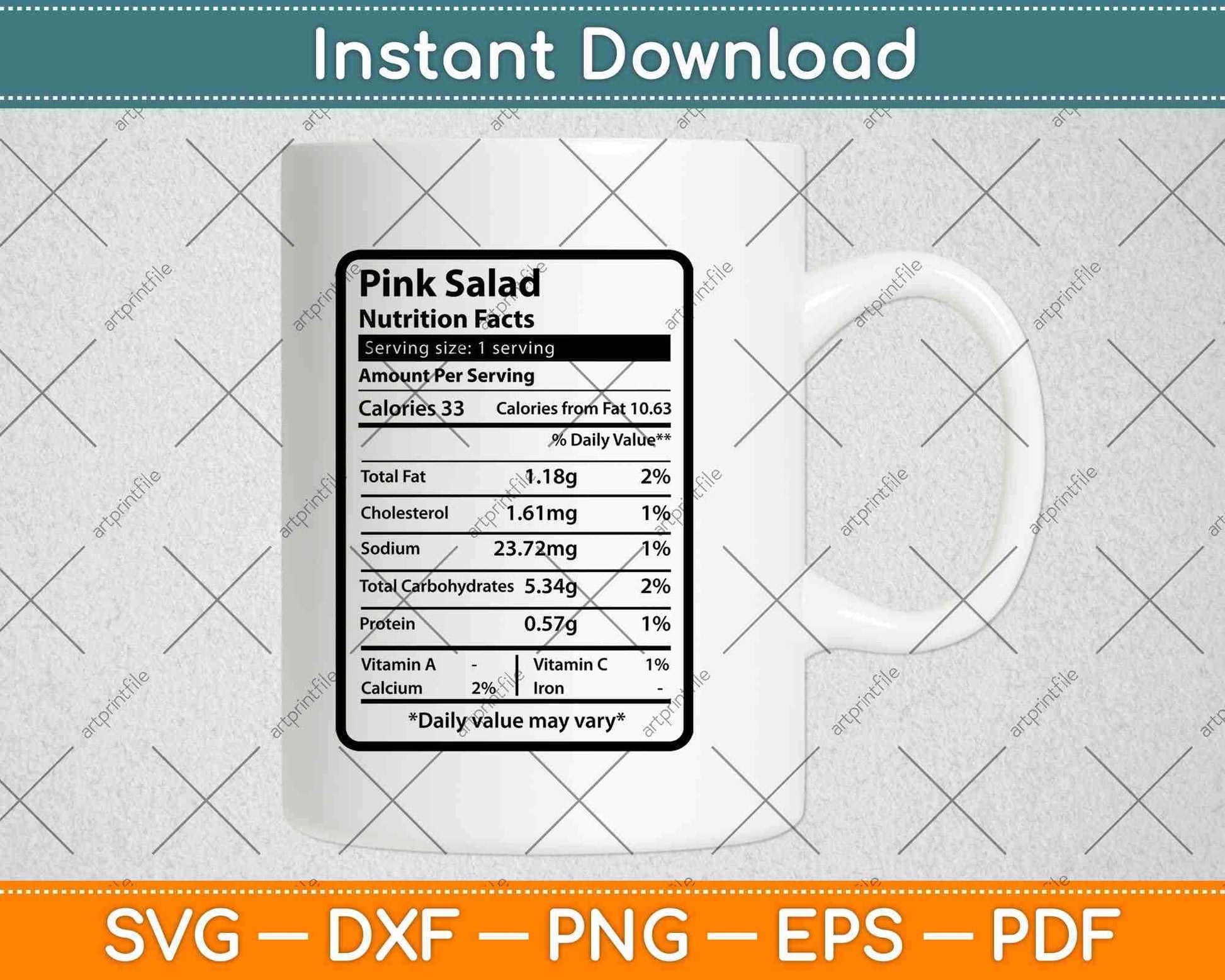 Pink Salad Nutrition Facts Svg Png Dxf Digital Cutting File