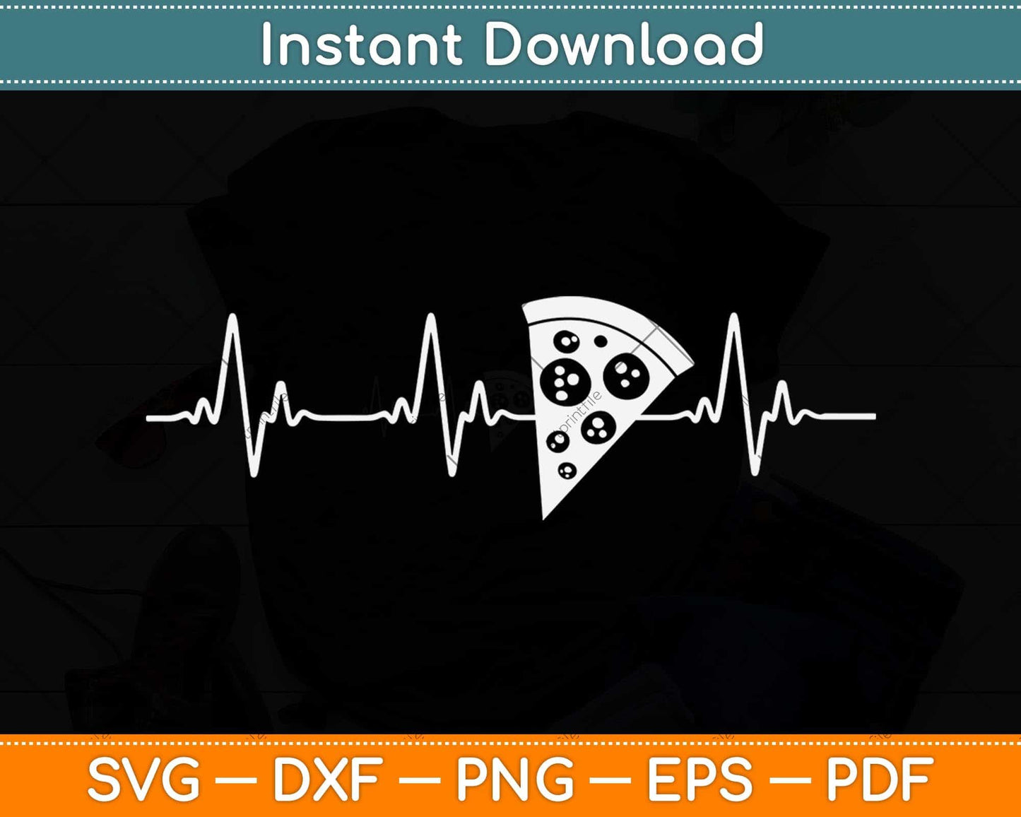 Pizza Heartbeat Tee Funny Pizza Lovers Svg Png Dxf Digital Cutting File