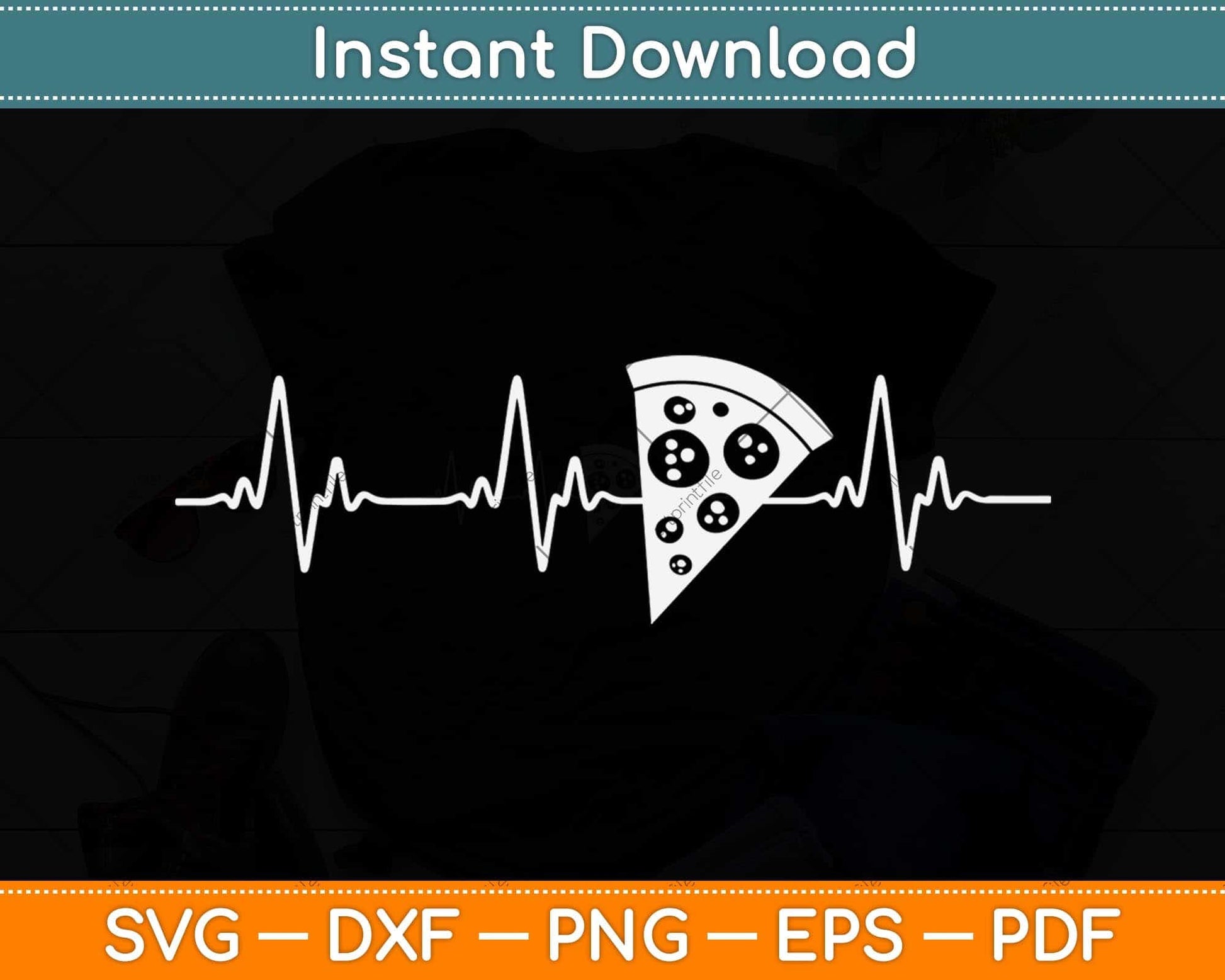Pizza Heartbeat Tee Funny Pizza Lovers Svg Png Dxf Digital Cutting File