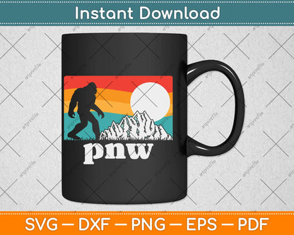 PNW Pacific Northwest Bigfoot Mountains Svg Png Dxf Digital Cutting File