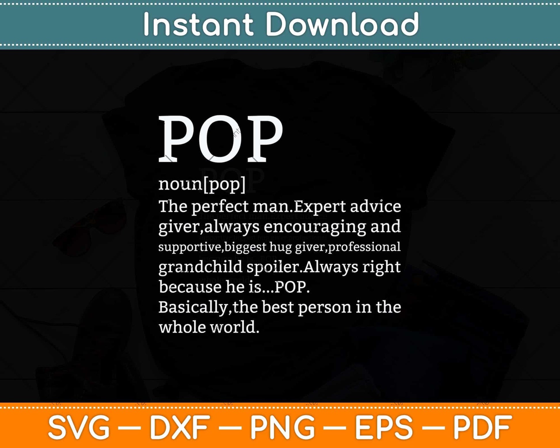 Pop Definition Grandpa Father's Day Svg Png Dxf Digital Cutting File
