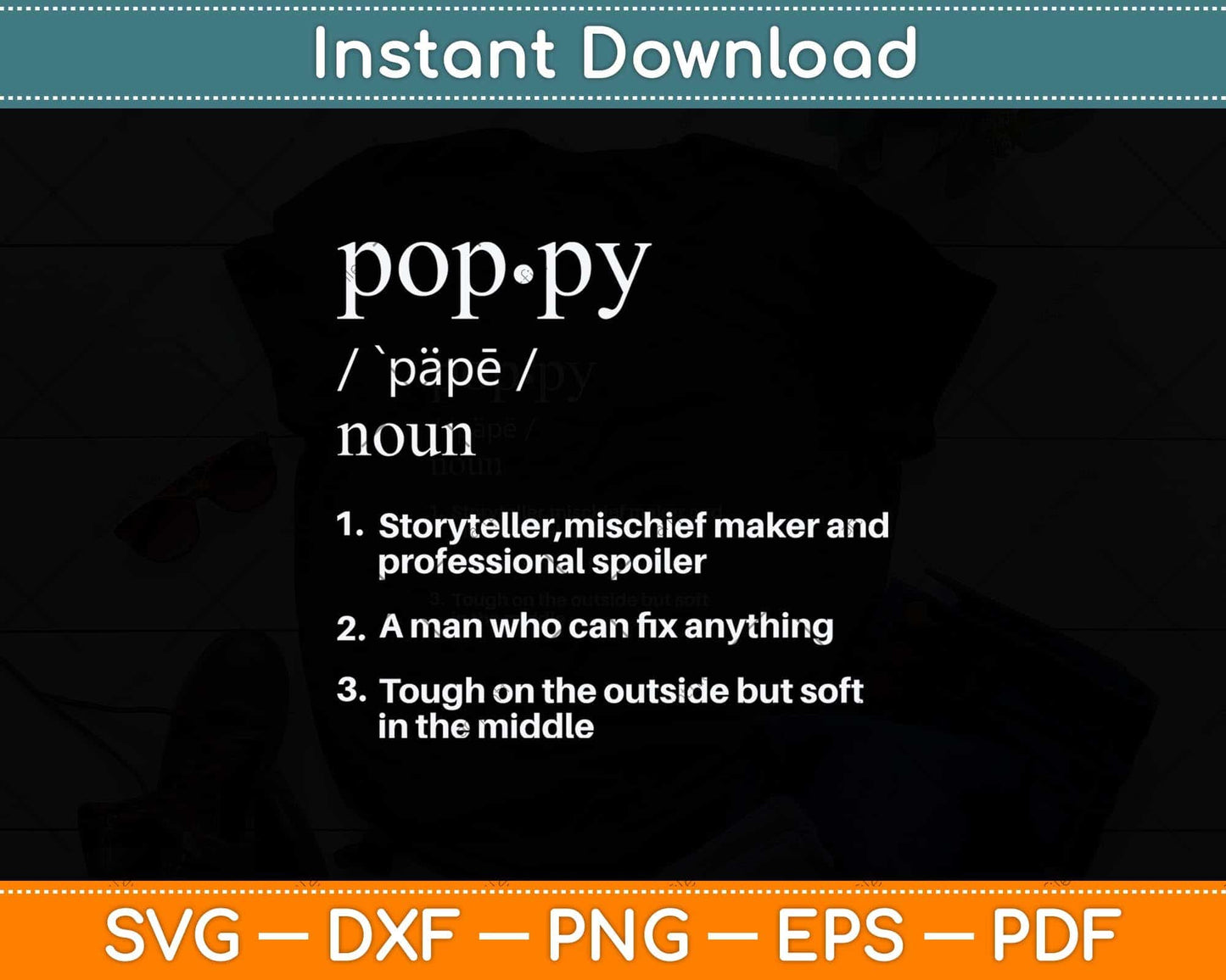 Poppy Definition Funny Father's Day Svg Png Dxf Digital Cutting File