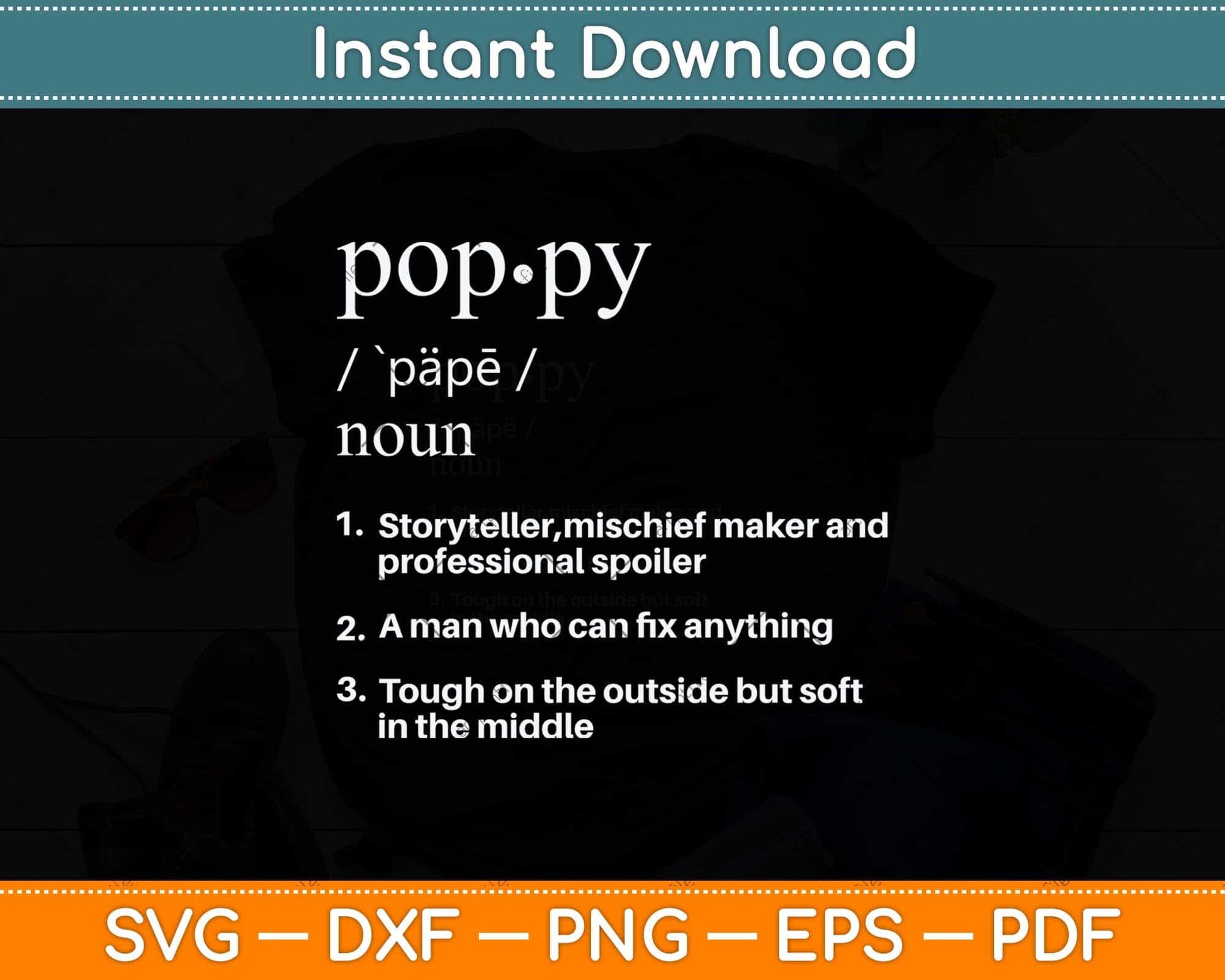 Poppy Definition Funny Father's Day Svg Png Dxf Digital Cutting File