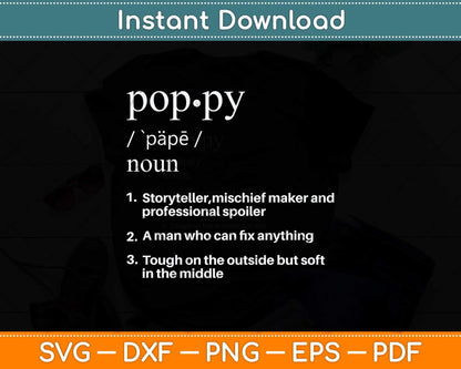 Poppy Definition Funny Father's Day Svg Png Dxf Digital Cutting File