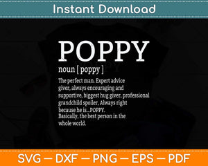 Poppy Definition Grandpa Father's Day Svg Png Dxf Digital Cutting File