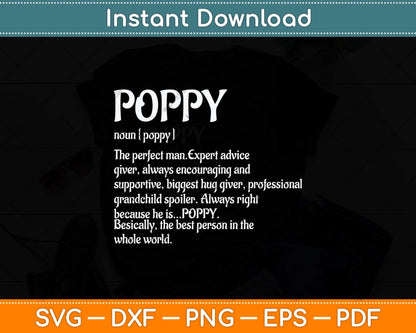 Poppy Definition Grandpa Father's Day Svg Png Dxf Digital Cutting File