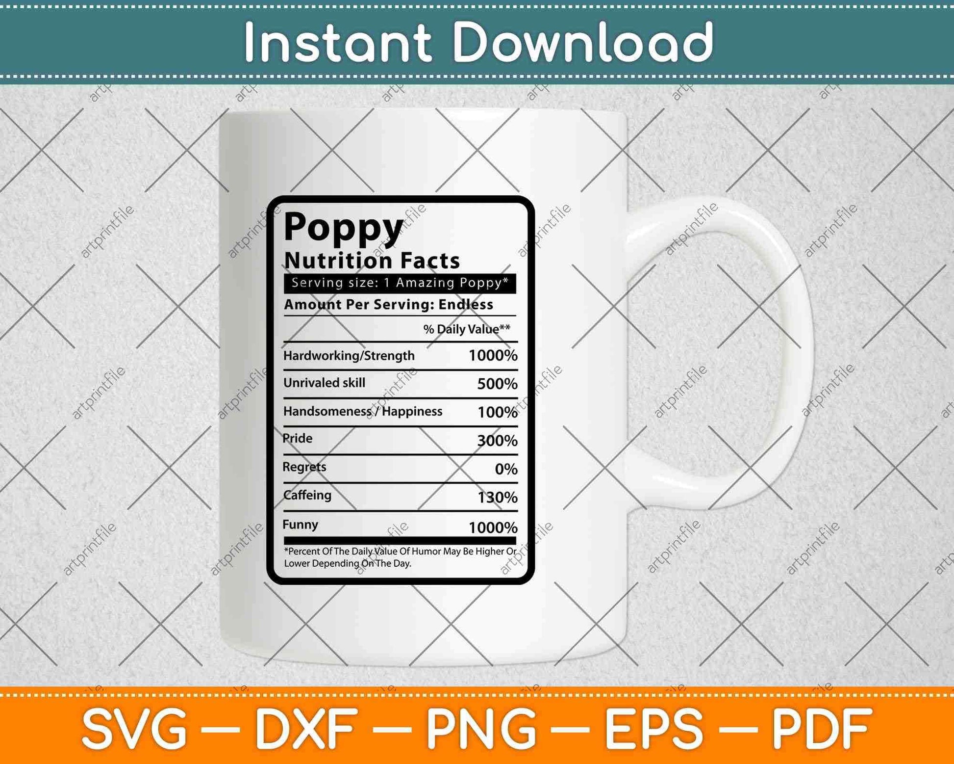 Poppy Nutrition Facts Svg Png Dxf Digital Cutting Files