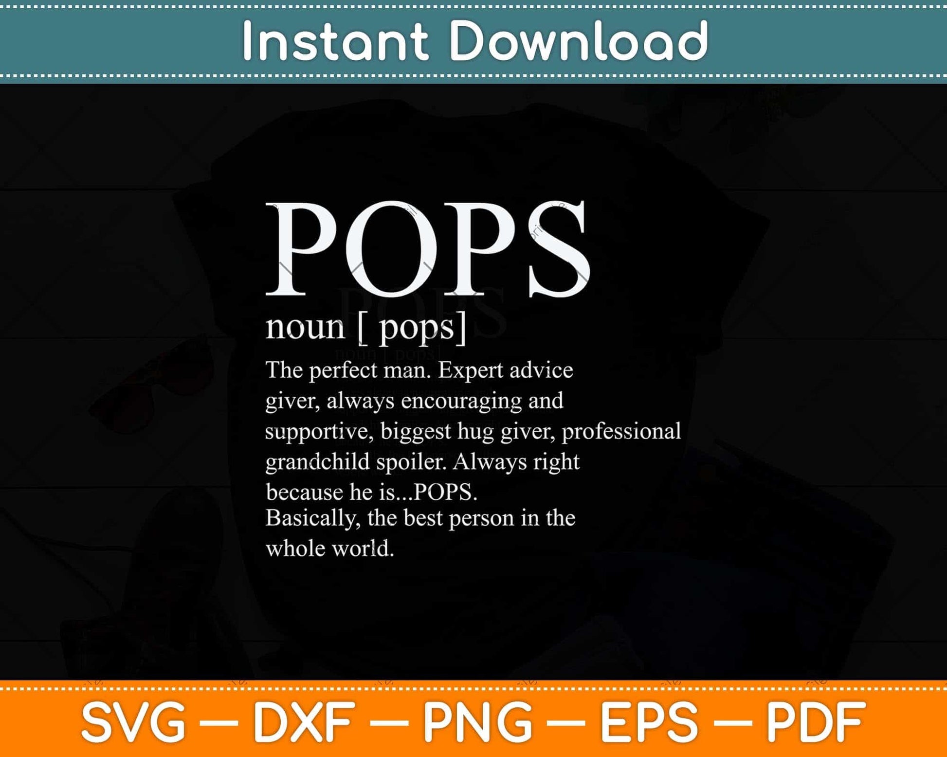 Pops Definition Grandpa Father's Day Svg Png Dxf Digital Cutting File
