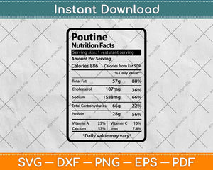 Poutine Nutrition Facts Thanksgiving Svg Png Dxf Digital Cutting File