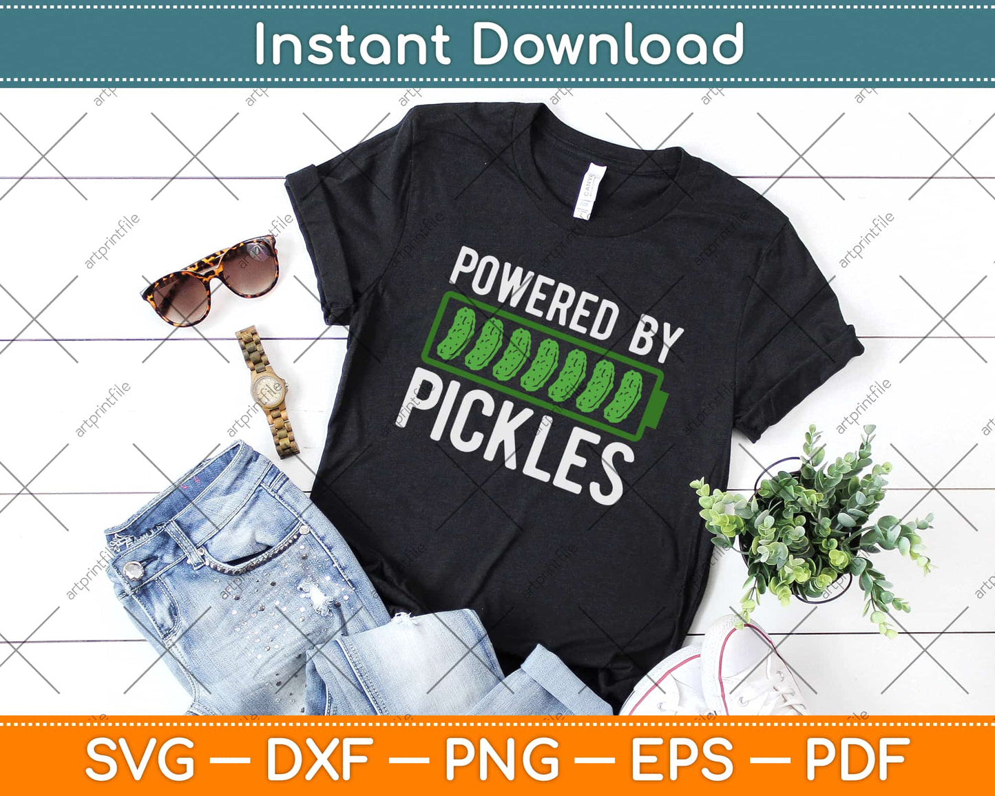 Powered By Pickles Pickle Lover Svg Design Cricut Printable Cutting Files