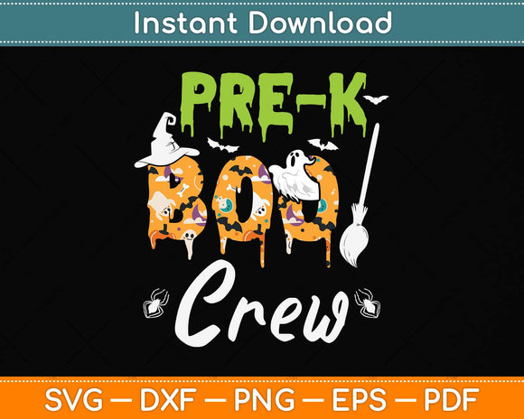 Pre-K Boo Crew Teacher Funny Halloween Svg Png Dxf Digital Cutting File