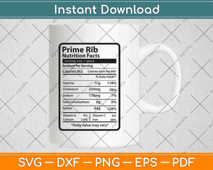 Prime Rib Nutrition Facts Svg Png Dxf Digital Cutting File