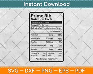 Prime Rib Nutrition Facts Svg Png Dxf Digital Cutting File