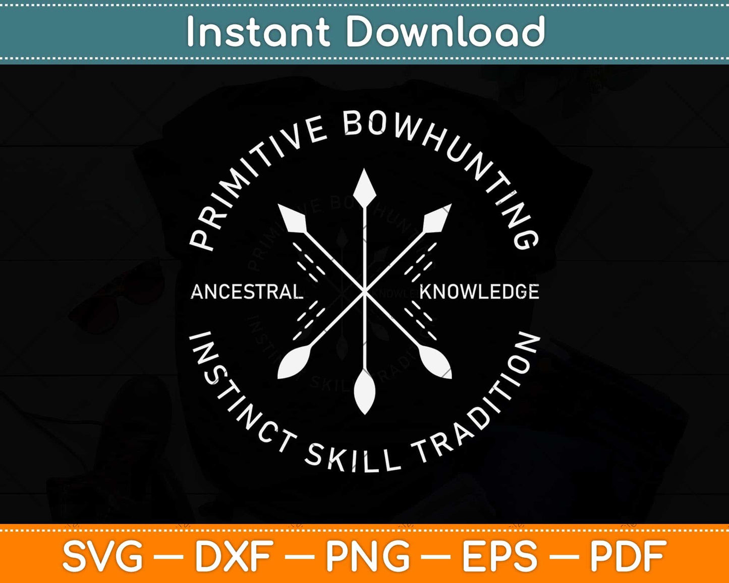 Primitive Bow Hunting Archery Bow Hunter Svg Png Dxf Digital Cutting File