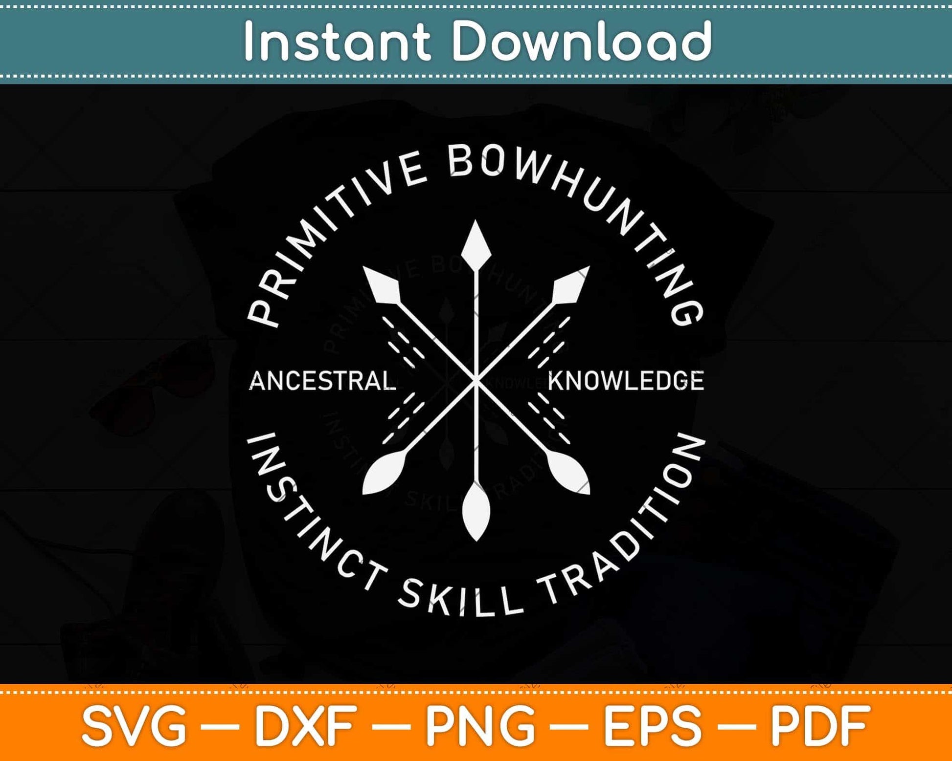 Primitive Bow Hunting Archery Bow Hunter Svg Png Dxf Digital Cutting File