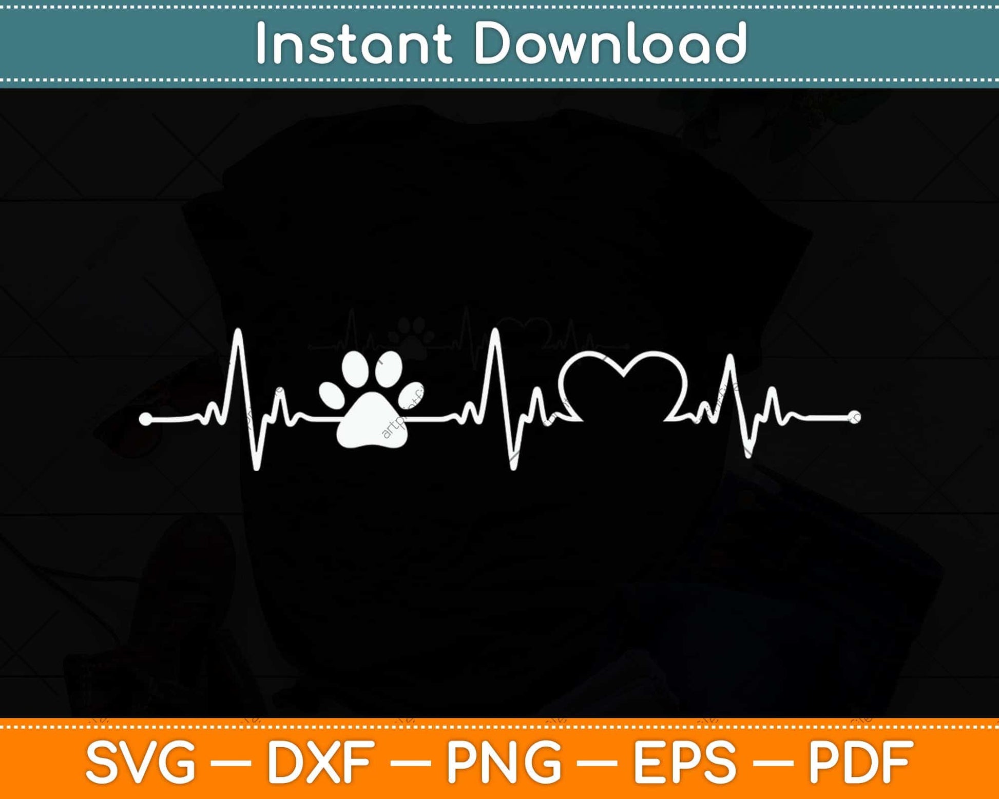Print Heartbeat Dogs and Cats Lovers Svg Png Dxf Digital Cutting File