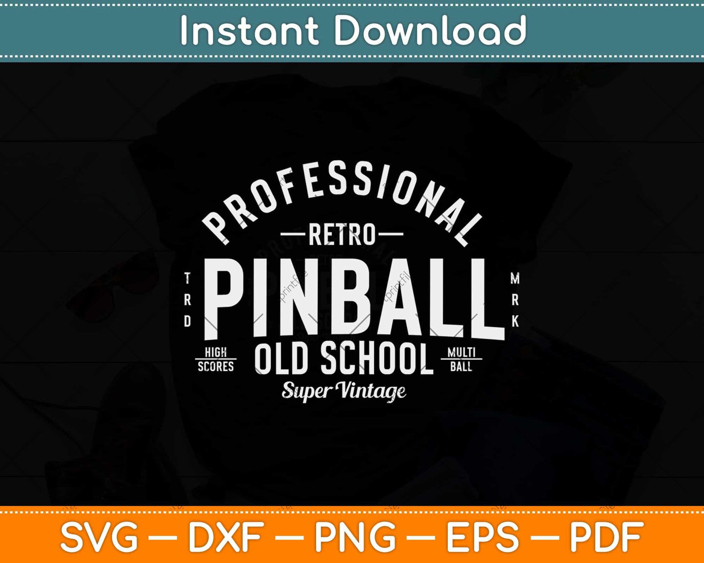 Professional Retro Pinball Old School Vintage Svg Png Dxf Digital Cutting File