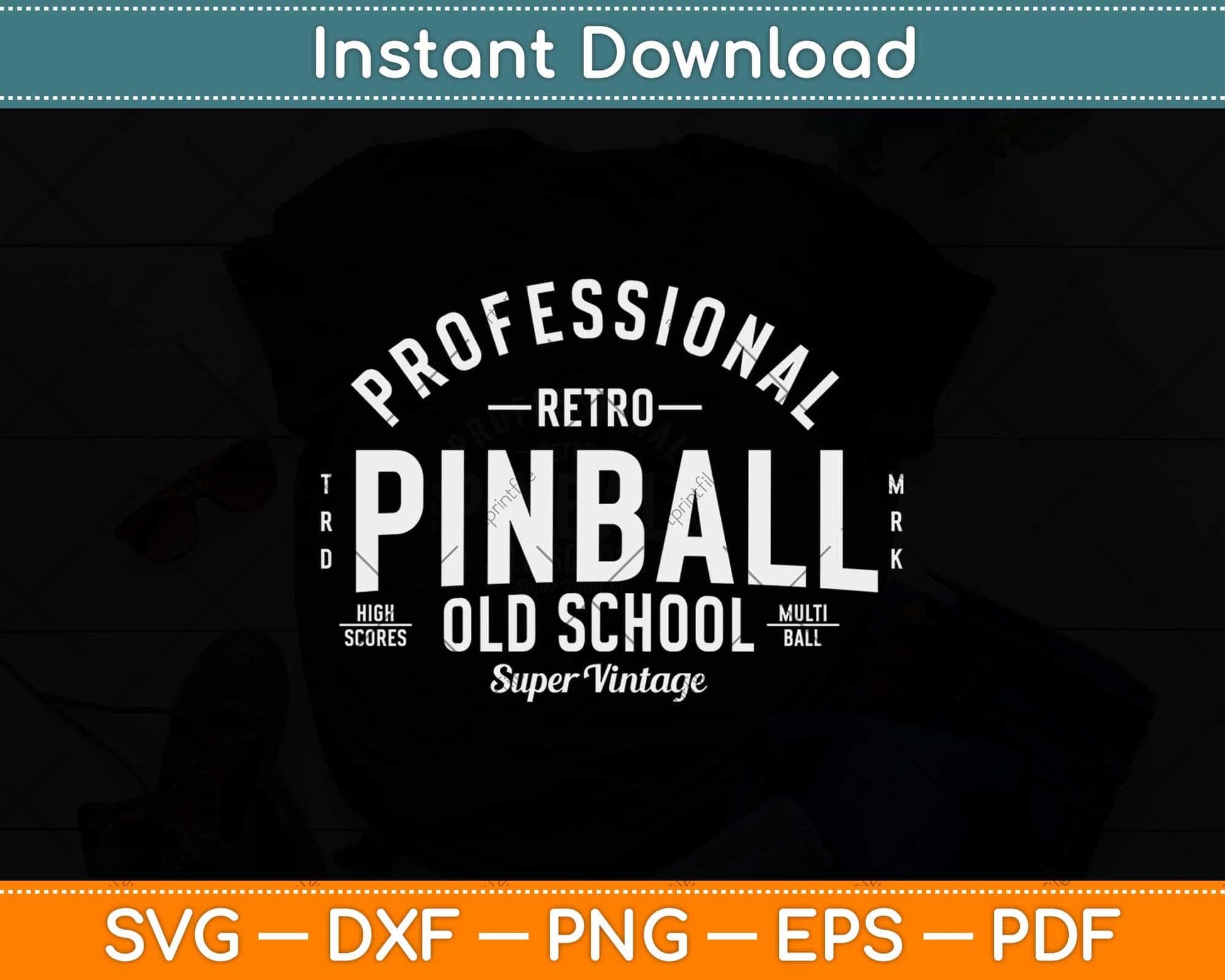 Professional Retro Pinball Old School Vintage Svg Png Dxf Digital Cutting File