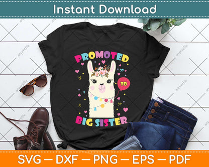 Promoted To Big Sister Cute Llama Alpaca Llama Lover Svg Png Dxf Digital Cutting File