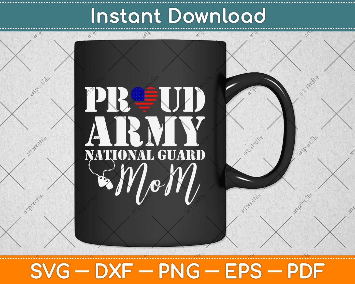 Proud Army National Guard Mom USA Heart Flag Svg Design Cricut Cutting Files