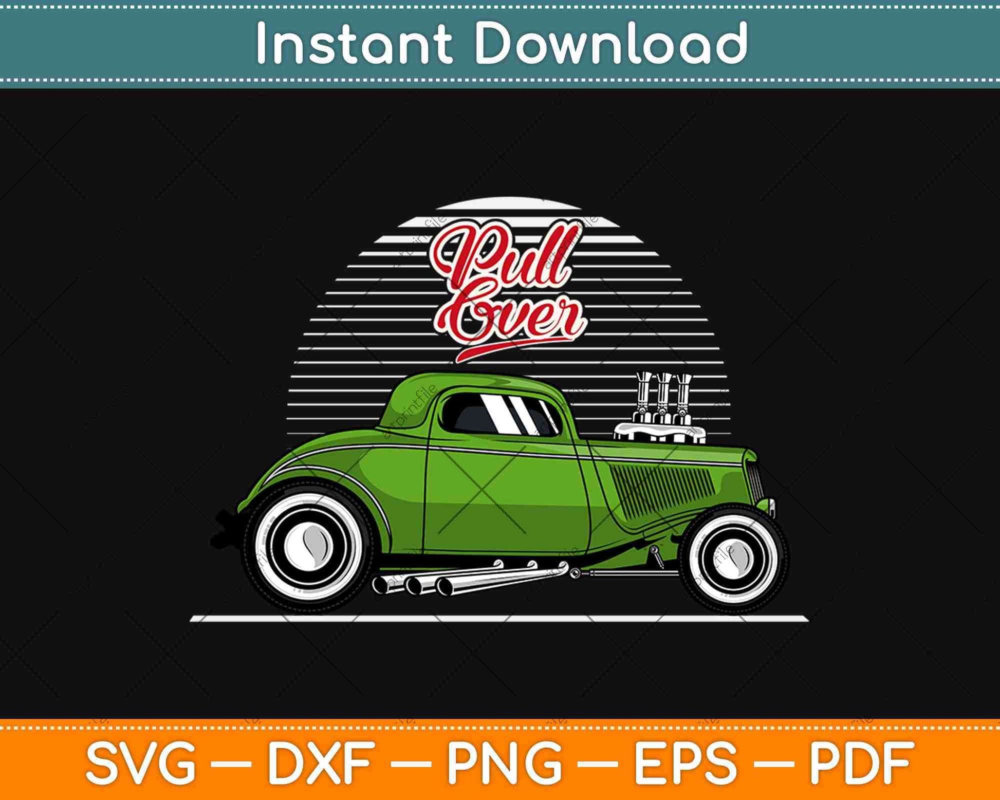 Pull Over! Retro Police Funny Car Svg Design Cricut Printable Cutting Files