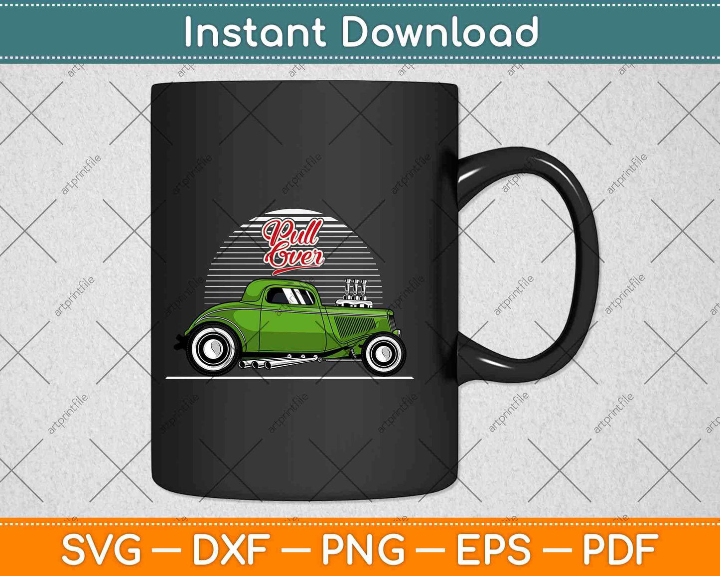 Pull Over! Retro Police Funny Car Svg Design Cricut Printable Cutting Files