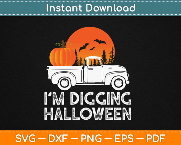 Pumpkin Face Tractor I'm Digging Halloween Svg Design Printable Cutting Files