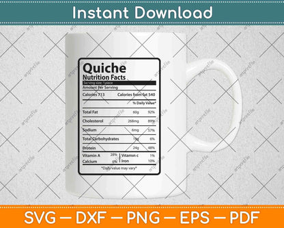 Quiche Nutrition Facts Thanksgiving Svg Png Dxf Digital Cutting File