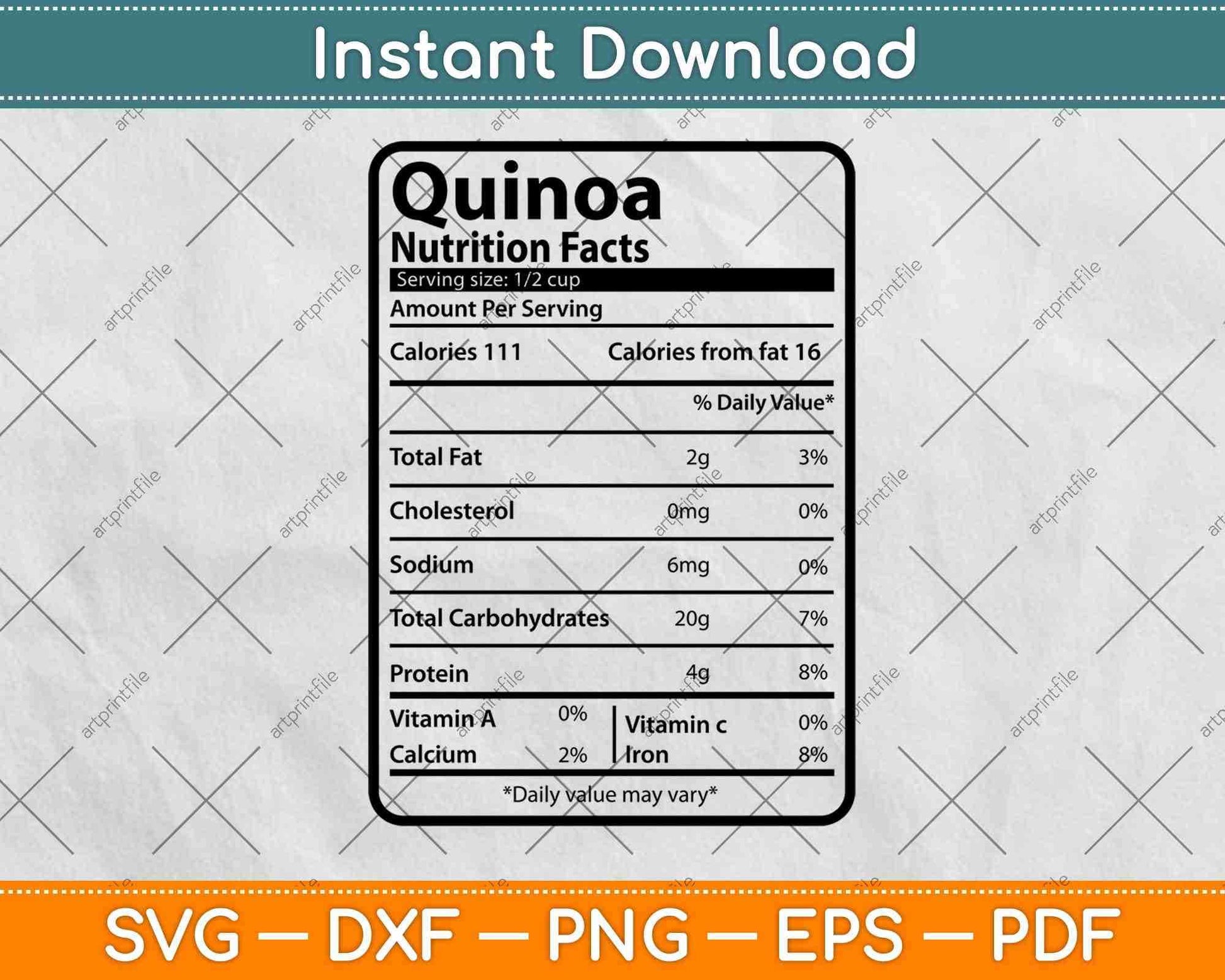 Quinoa Nutrition Facts Thanksgiving Svg Png Dxf Digital Cutting File