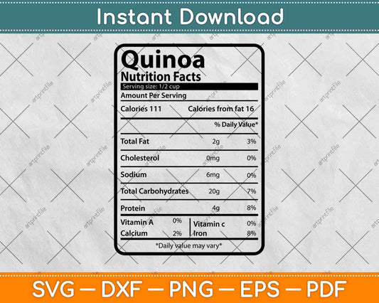 Quinoa Nutrition Facts Thanksgiving Svg Png Dxf Digital Cutting File