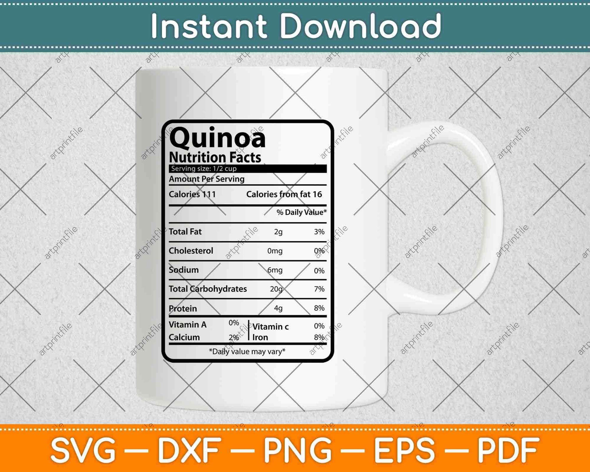 Quinoa Nutrition Facts Thanksgiving Svg Png Dxf Digital Cutting File