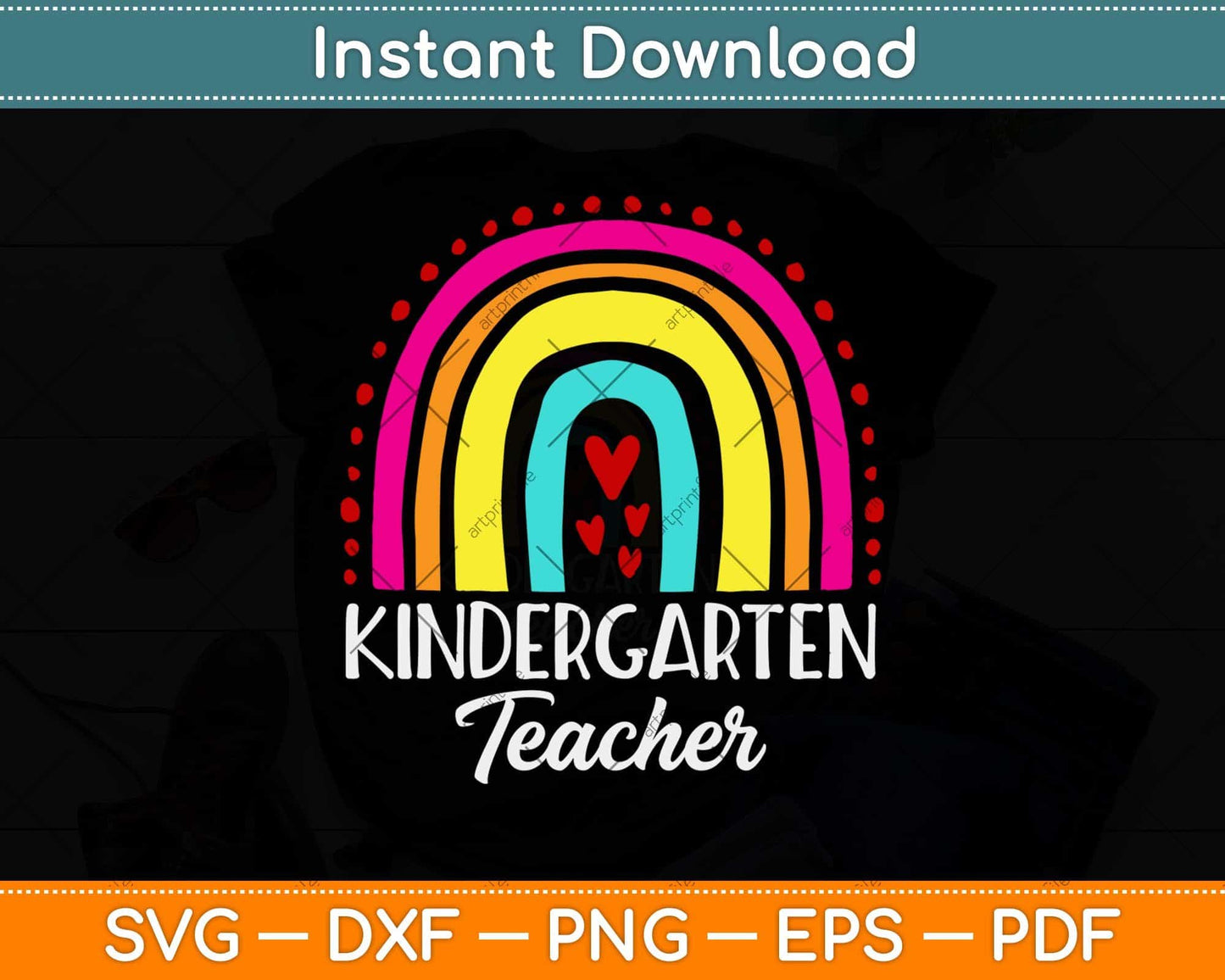 Rainbow Cute Kindergarten Teacher Back To School TeacherSvg Png Dxf Cutting File