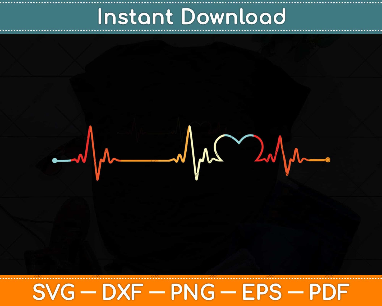 Rainbow Heartbeat Gay LGBTQ Pride Month Svg Png Dxf Digital Cutting File