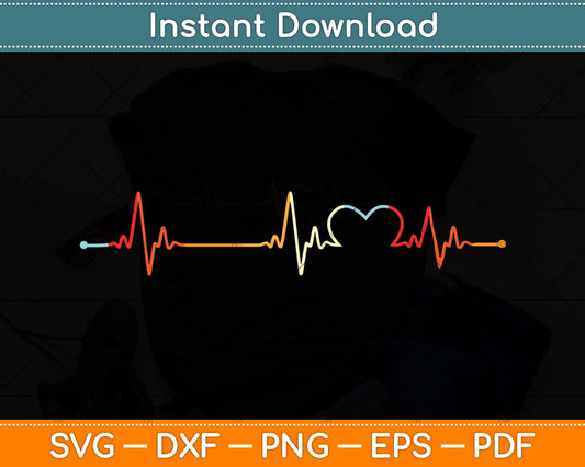 Rainbow Heartbeat Gay LGBTQ Pride Month Svg Png Dxf Digital Cutting File