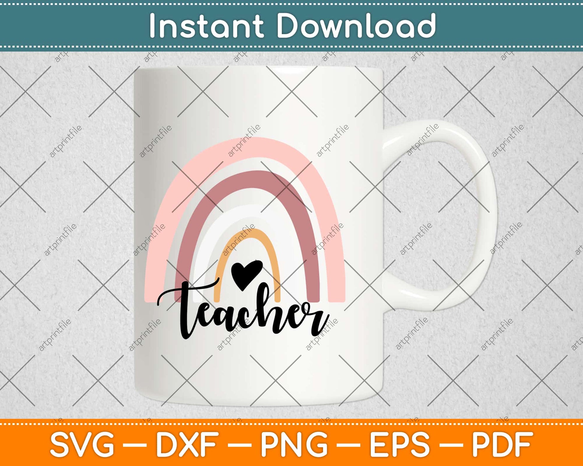 Rainbow Teacher Svg Design Cricut Printable Cutting Files