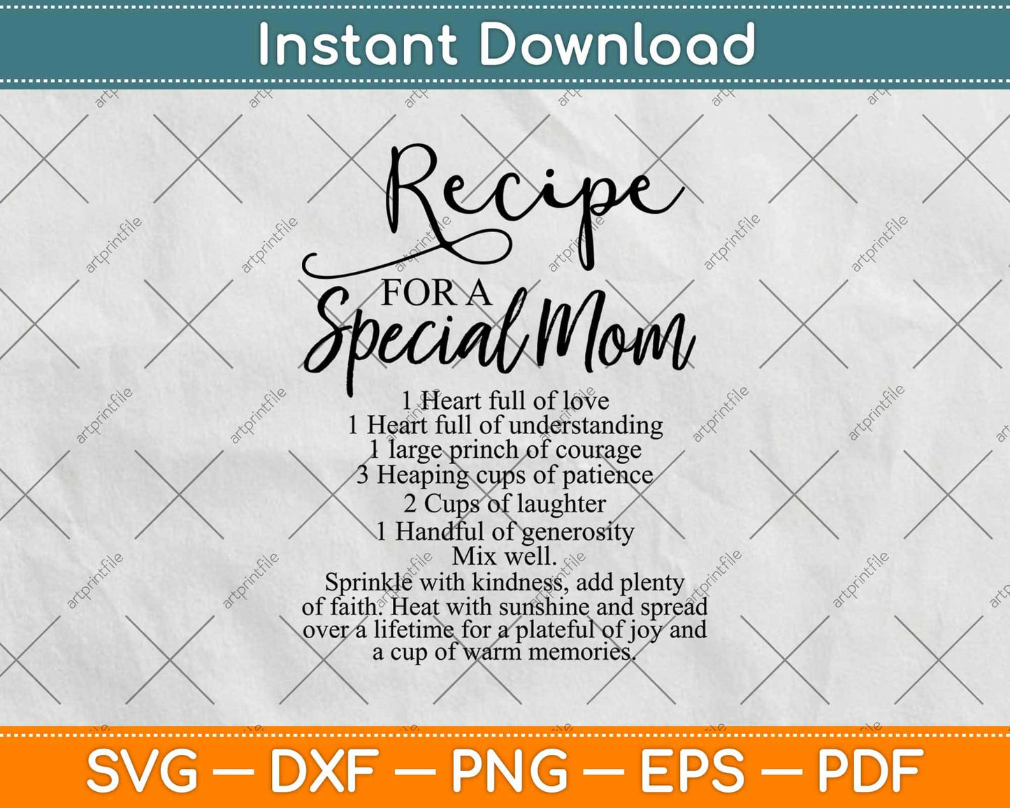 Recipe For A Special Mom Svg Design Cricut Printable Cutting Files