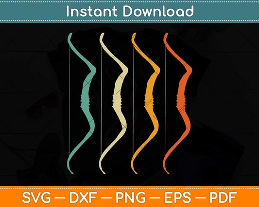 Recurve Bow Vintage Hunting Retro Archery Svg Png Dxf Digital Cutting File