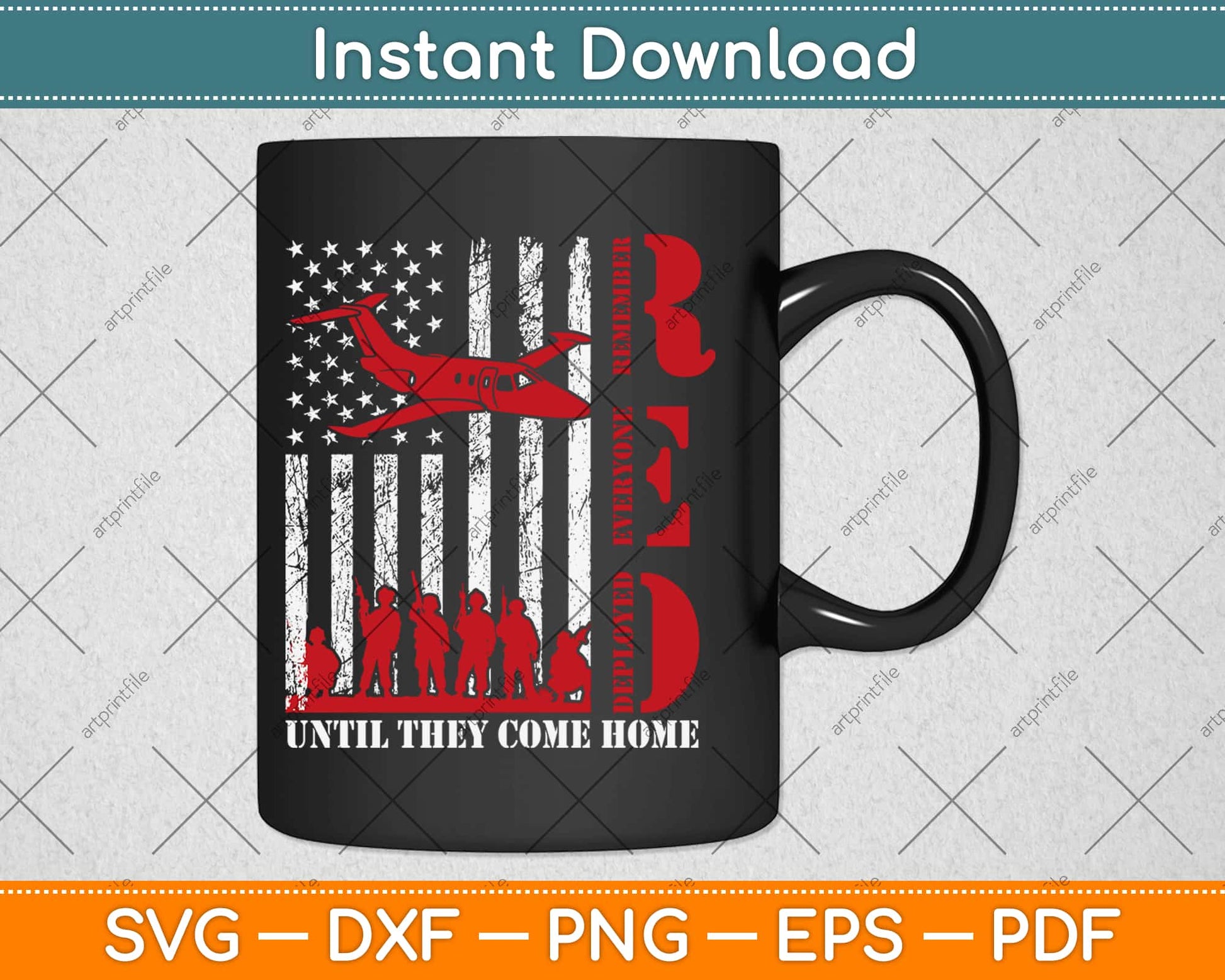 RED Friday Remember Everyone Deployed US Flag Military Army Svg Design Cut File